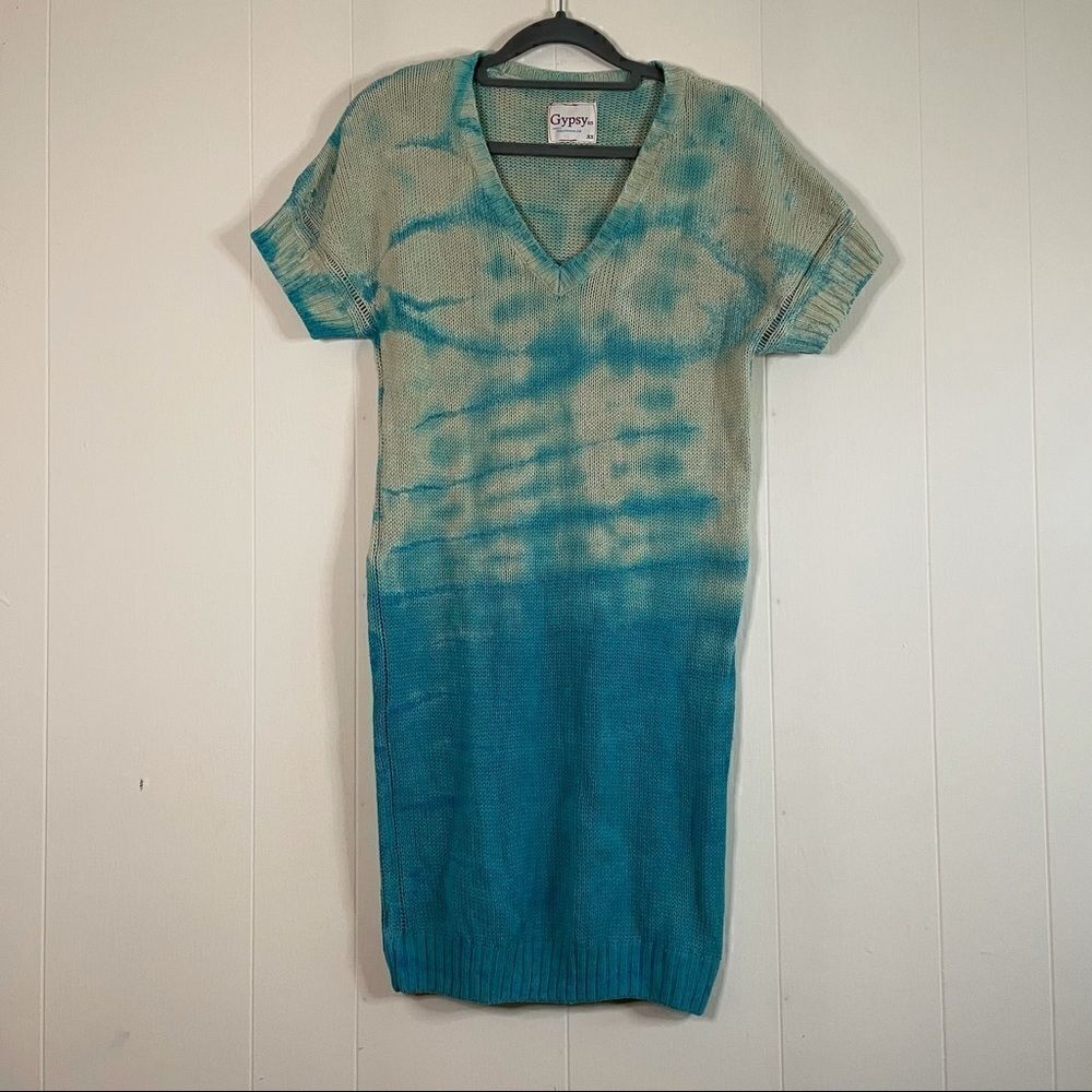 Gypsy 05 Turquoise Tie-Dye Sweater Dress Coverup Size XS